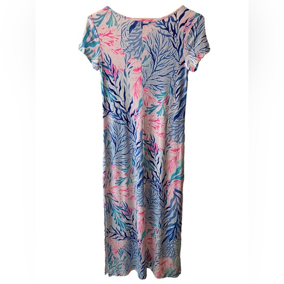 Lilly Pulitzer Wynne Maxi Dress Crew Blue Tint Kaleidoscope Coral - Picture 5 of 9